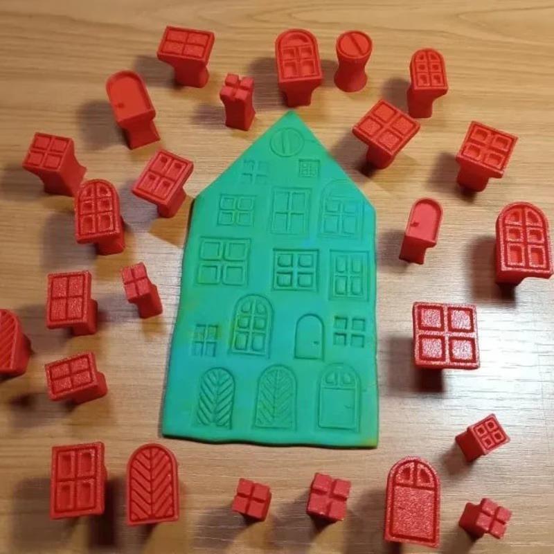 Resin Art Clay - 25-teiliges Tonstempel- und Modellier-Set mit Fenstermustern,