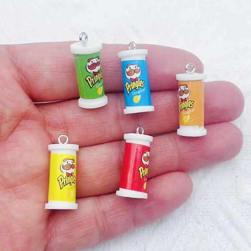 Resin Art Store - 10 Stück Simulierte 3D-Eimerförmige Kartoffelchips-Anhänger aus