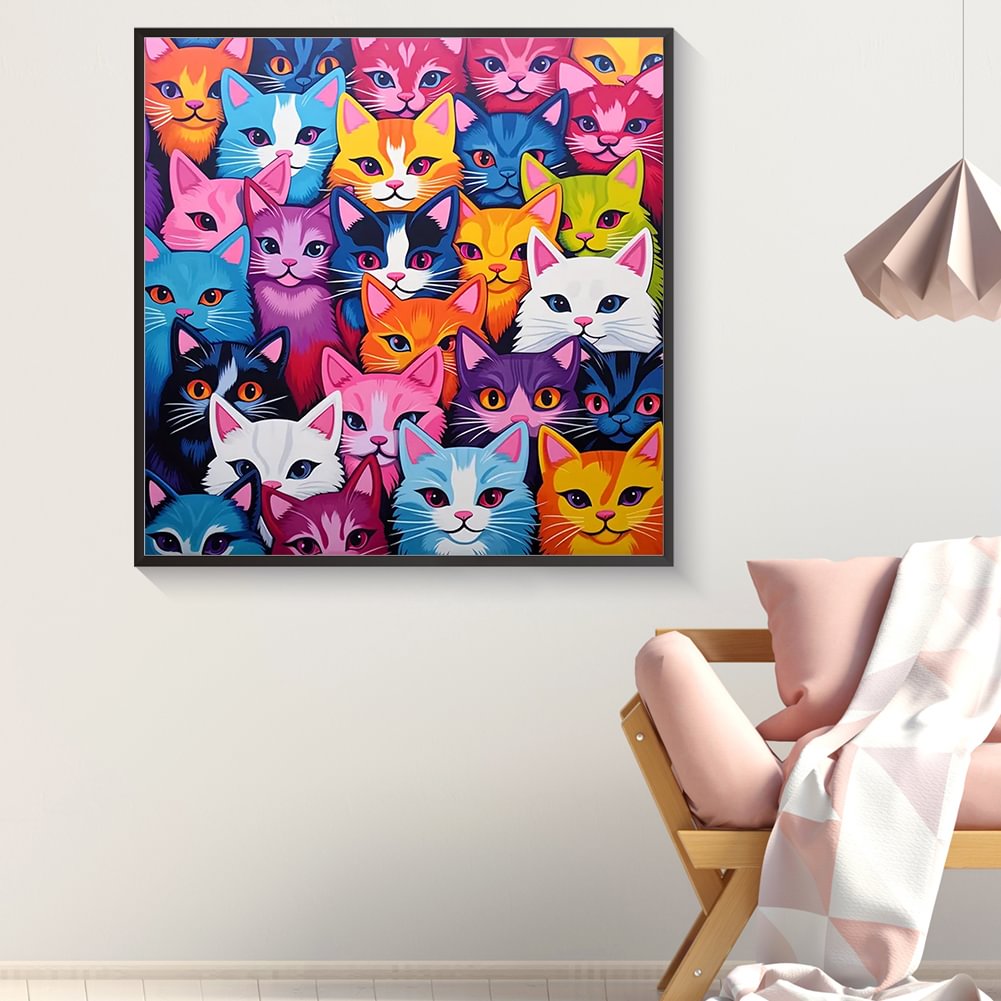Resin Art Painting - Diamant Malerei Familie Bunte Baby Katze
