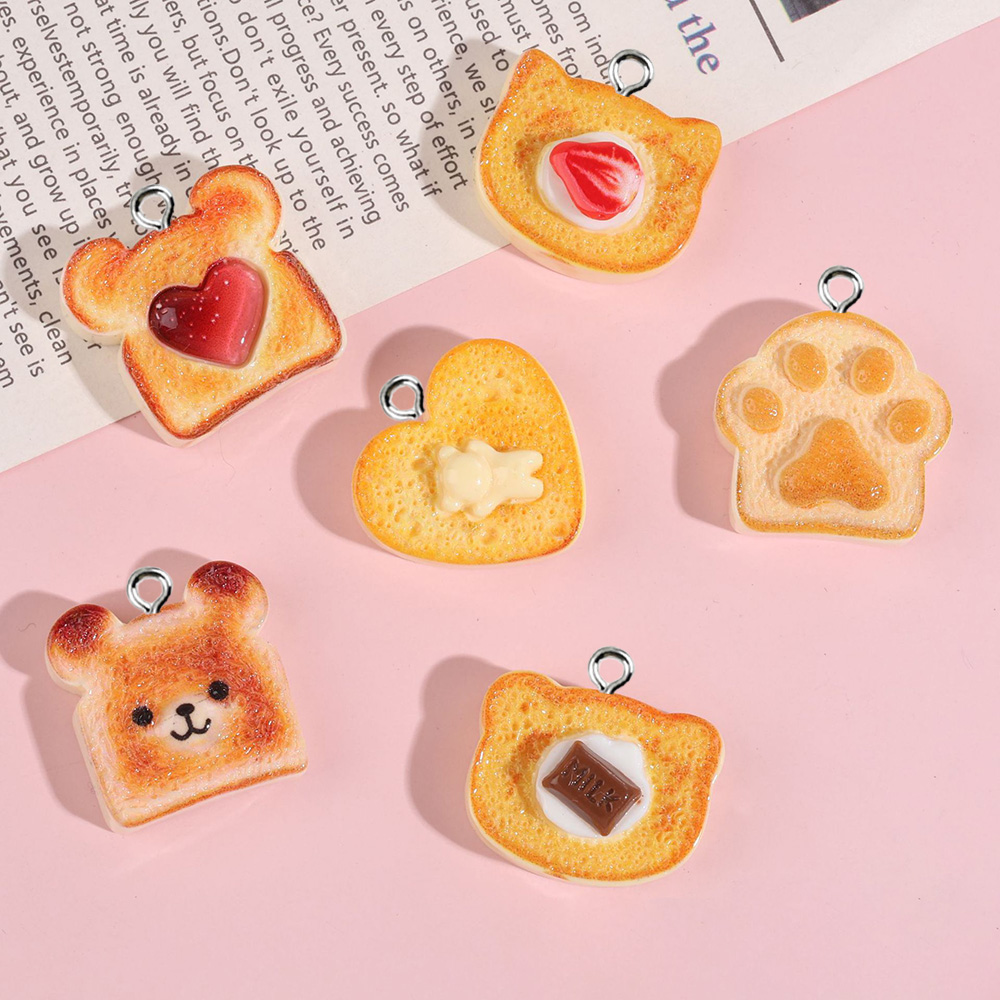 Resin Art Pendant - 10 Stück Herz-, Bären-, Katzen- und