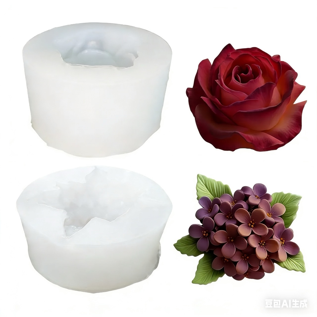 Resin Art Rose - 2 Stück 3D-Silikonformen mit Rosen- und