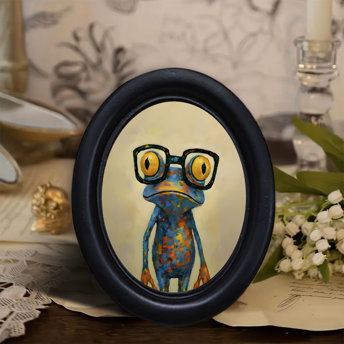 Resin Artist - 1 Stück trendige Wanddekoration mit Froschmuster,