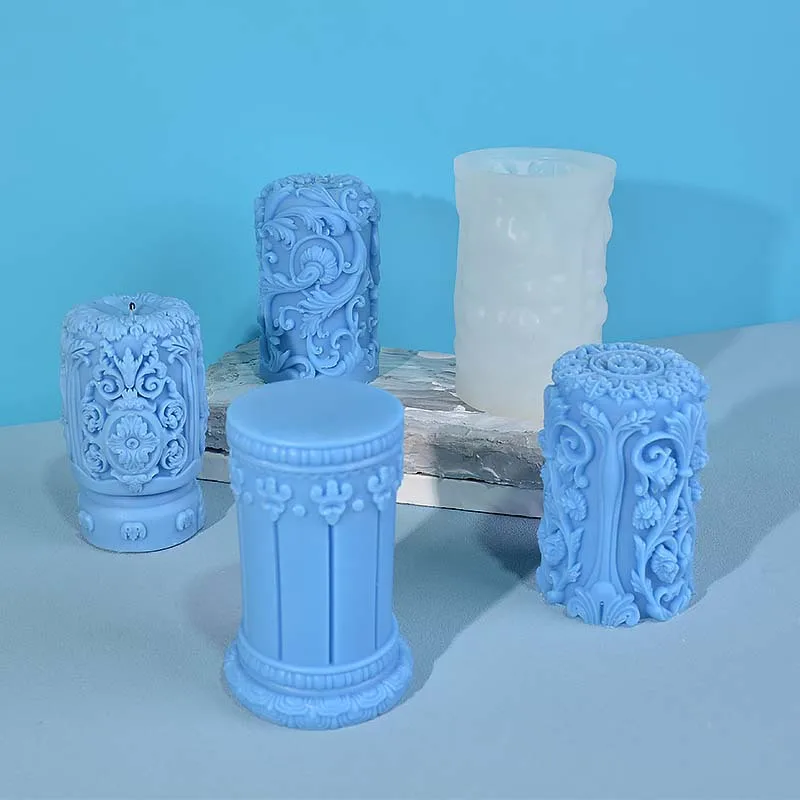 Resin Art Design - Geschnitzte römische Säule Kerze Silikonform Blume